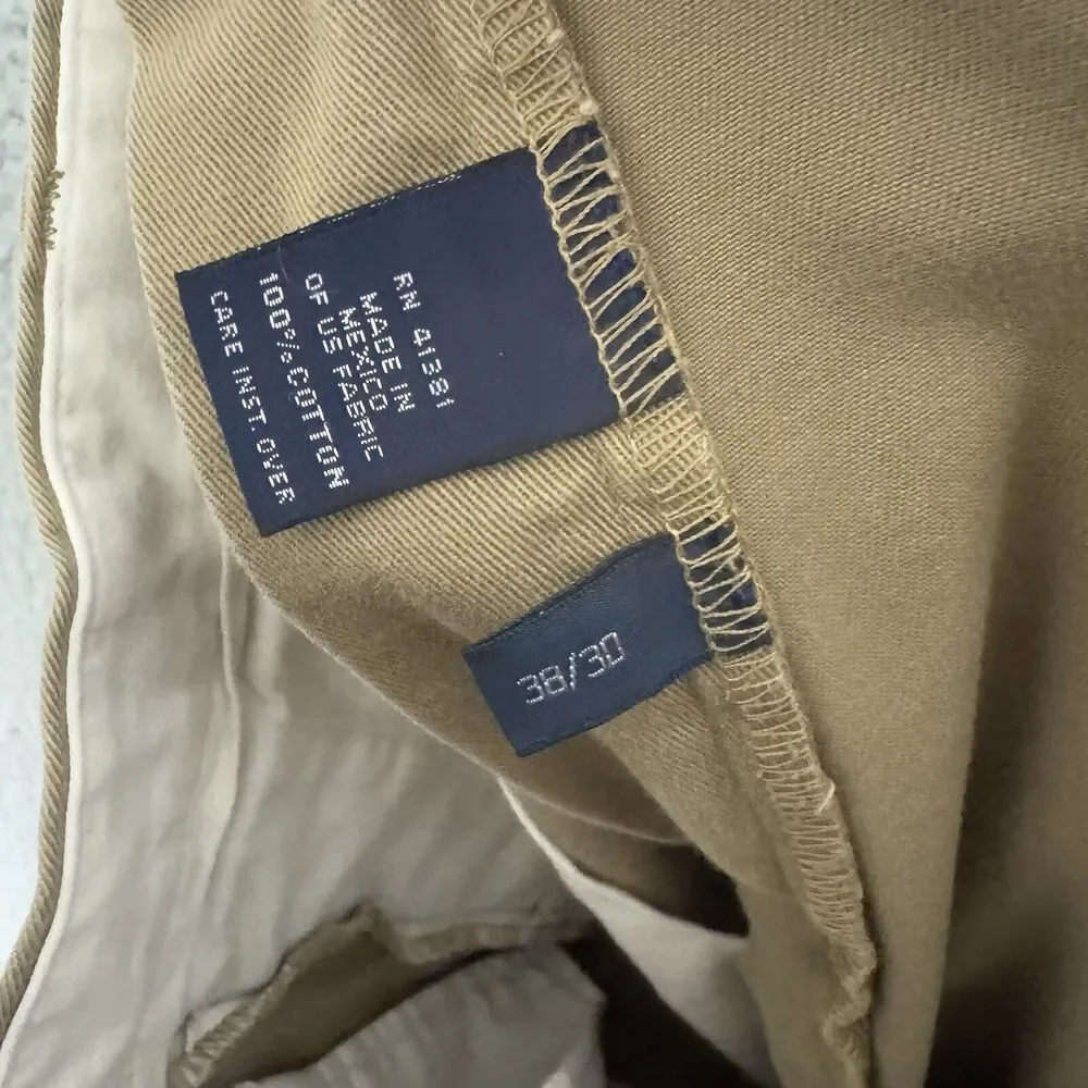 Polo Ralph Lauren Pants Mens‎ 38x30 Brown Andrew Chino Cotton Pleated Pocket